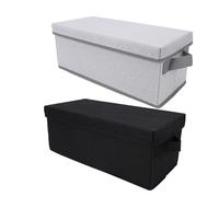 Garsent Boîte de Rangement pour DVD avec Couvercle, Organisateur de Médias Empilable et Pliable, Peut Contenir 35 CD Standard, 70 CD Slim et 200 sous Pochette, Bac de Rangement en (Gris Blanc + Noir)