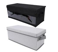 Garsent Boîte de Rangement pour DVD avec Couvercle, Organisateur de Médias Empilable et Pliable, Peut Contenir 35 CD Standard, 70 CD Slim et 200 Sous Pochette, Bac de Rangement en (Clair + Gris Blanc)