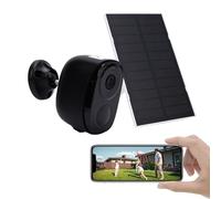 Garsent Caméra de sécurité Extérieure sans Fil 2K - Caméra de sécurité à énergie Solaire avec Détection PIR, WiFi 2,4 GHz, étanche IP66, sans Fil 2K pour la Maison (Black)