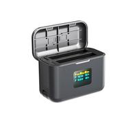 Garsent Chargeur de Batterie pour Insta.360 X4 Air, Hub de Batterie 2 Canaux avec écran LCD, Station de Charge Rapide avec Deux Emplacements pour Carte SD, Chargeur Bidirectionnel