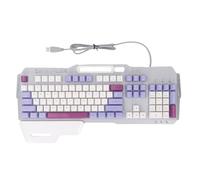 Garsent Clavier de Jeu, Clavier de Sensation Mécanique avec 104 Touches, Clavier D'ordinateur câblé D'éclairage coloré USB avec Repos au Poignet, Déversement de Résistance pour Le Jeu, (Purple)