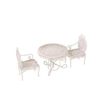 Garsent Ensemble de Chaises de Table Miniatures à L'échelle 1/12, Table Basse en Fer, Meubles de Maison de Poupées Faits à la Main pour la Décoration de Maison de Poupée