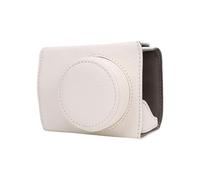 Garsent Étui à la Caméra, Couvercle de Protection en Cuir PU avec Bandoulière Réglable Détachable, Sac D'appareil Photo Numérique avec Doublure Douce pour Po Wershot V1 pour Les (White)