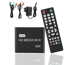 Garsent Lecteur Multimédia HDMI, Mini 1080P Full HD Lecteur Vidéo Multimédia Numérique Support Carte SD/MMC, Disque U, Disque Dur Périphériques de Diffusion Multimédia Multiples.(EU)