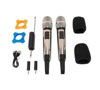 Garsent Lot de 2 Microphones sans Fil Rechargeables UHF en Métal avec Récepteur, Portée de 100 M, Micro Dynamique sans Fil pour karaoké KTV, Discours de Fête de Mariage