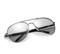 Garsent Lunettes de Soleil Pilote Photochromiques Bloquant les UV, Lunettes de Conduite pour Bains de Soleil, Bateau en Métal (SILVER)