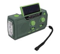 Garsent Radio Météo d'urgence avec énergie Solaire et Manivelle, Radio AM FM SW Portable avec Batterie 2000 MAh, Lampe de Poche SOS pour Le Camping, la Randonnée et la Préparation (Green)