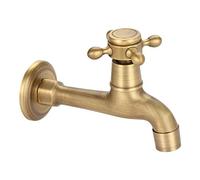 Garsent Robinet d'eau, Robinet Mural Vintage en Laiton Massif Robinet d'eau Froide Simple pour Cuisine, Salle de Bain, Évier, Piscine, etc.(Longue)