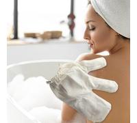Garshana Gants en soie brute, gant exfoliant Garshana pour le corps, brosse ayurvédique à sec, gants de drainage lymphatique, gant de massage ayurvédique pour la peau éclatante (blanc, 1 paire)