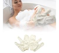 Garshana Gants en soie brute, gant exfoliant Garshana pour le corps, brosse ayurvédique à sec, gants de drainage lymphatique, gant de massage ayurvédique pour la peau éclatante (blanc, 1 paire)