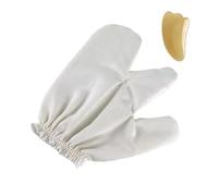 Garshana Gants en soie brute, gants en soie brute pour exfoliation du corps, massage - Brossage à sec yurvédique pour femme, réutilisables et doux pour la peau (1 pièce)