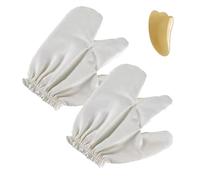 Garshana Lot de 2 gants en soie brute pour exfoliation du corps, massage - Brossage à sec yurvédique pour femme - Réutilisables et doux pour la peau