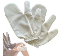 Garshana Massage Silk Gloves, Gant Soie Brute, Gant Garshana Ayurveda, Gommage Exfoliant Turc Fait Main pour Douche, Bain & Sauna (Blanc)