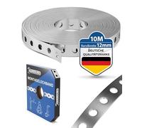 GARSIDURO® Bande perforée de montage en acier galvanisé [12 mm x 10 m] | Feuillard perforé professionnel pour fixation de câbles, conduits et tuyaux | Bande de montage flexible avec clous