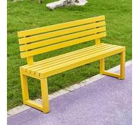 Gartenbank mit Lehne Parkbank Massivholzbank Terrassenbänke, Wasserdichtes Metall Wetterfest Robust Stabil Langlebig Gartenmöbel, für Garten Veranda Hof Außenterrassenbank(Yellow - 40×120×85cm)