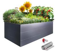 GARTENDEK® Bac Potager Surélevé Métal 200×100×63 cm - Anthracite - Résistant à la Corrosion - Montage Facile - Jardin Urbain pour Légumes, Fines Herbes, Fleurs - Filet Anti-Taupes Inclus