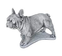 gartendekoparadies.de Bouledogue français en pierre, H. 34 cm, 22 kg, gris, résistant au gel, en pierre coulée, pour l'extérieur