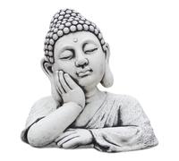 gartendekoparadies.de Buste de Bouddha imposant en pierre, H. 35 cm, 18 kg, gris, résistant au gel, en pierre coulée, pour l'extérieur