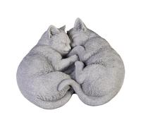 gartendekoparadies.de Couple de chats endormis, figurine en pierre, hauteur 12 cm, 29 x 30 cm, 8 kg, gris, résistante au gel, en pierre moulée, pour l'extérieur