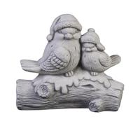 gartendekoparadies.de Couple d'oiseaux amusant qui gèle les jours froids, figurine en pierre, hauteur 30 cm, 9 kg, gris, résistante au gel, en pierre coulée, pour l'extérieur