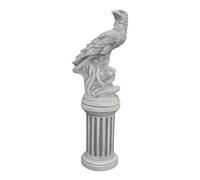 gartendekoparadies.de Ensemble de Figurines en Pierre Solide - Aigle sur Socle Rond, Hauteur Totale 119 cm, Gris, Aigle 39 kg/Colonne 39 kg en Pierre moulée résistante au Gel