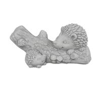gartendekoparadies.de Famille de hérisson amusante sur AST, figurine en pierre, hauteur 20 cm, 12 kg, gris, résistante au gel, pour l'extérieur
