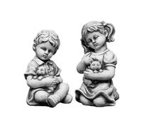gartendekoparadies.de Figure de Pierre Massive garçon et Fille avec Animaux Figure d’Enfant en Pierre reconstituée, résistant au Gel