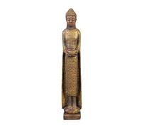 gartendekoparadies.de Figure de Pierre Massive Moine Bouddha Mince en Pierre reconstituée, résistant au Gel (Or)