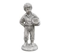 gartendekoparadies.de Figure de Pierre Massive Statue garçon avec jardinière décoration de Jardin en Pierre reconstituée, résistant au Gel