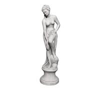 gartendekoparadies.de Figure de Pierre Massive Statue Vénus au Bain sur piédestal en Pierre reconstituée, résistant au Gel (Gris)