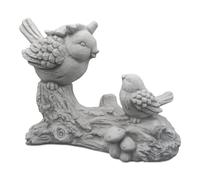 gartendekoparadies.de Figurine en Pierre Solide Amusant Couple d'oiseaux Oiseaux sur Branche, Hauteur 30 cm, 16 x 39 cm, Gris, Poids 9 kg, en Pierre moulée, résistant au Gel