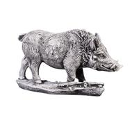 gartendekoparadies.de Figurine en Pierre Solide Cochon Sanglier ongulés à Doigts Pairs, Hauteur 20 cm, 35 x 13 cm, Gris, Poids 6 kg, en Pierre moulée résistante au Gel