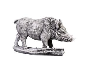 gartendekoparadies.de Figurine en Pierre Solide Cochon Sanglier ongulés à Doigts Pairs, Hauteur 20 cm, 35 x 13 cm, Gris, Poids 6 kg, en Pierre moulée résistante au Gel