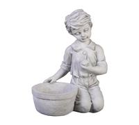 gartendekoparadies.de Garçon avec bac à plantes, jardinière, en pierre, H 35 cm, 0,5 l, 9 kg, gris, résistant au gel, pour l'extérieur