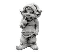 gartendekoparadies.de Gnome l'Assistant Figurine lutin en pierre coulée pour l'extérieur Hauteur 40 cm 12 kg Gris Résistant au gel