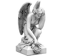 gartendekoparadies.de Grande Figure d'ange en Pierre sur piédestal en Pierre reconstituée, résistant au Gel