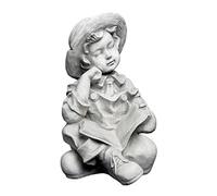 gartendekoparadies.de Grande Statue de garçon avec Un Livre Figure d’Enfant en Pierre reconstituée, résistant au Gel
