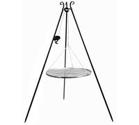 gartendekoparadies.de Grille grill pivotante trépied hauteur 180 cm avec grille en acier brut et manivelle, fabrication de haute qualité (Grille de gril Ø 70)