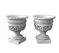 gartendekoparadies.de Lot de 2 pots de fleurs en fonte de pierre, hauteur 45 cm, 9 l, 27 kg, gris, résistant au gel, pour l'extérieur