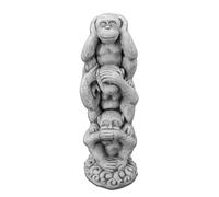 gartendekoparadies.de Lot de 3 figurines en pierre massive - Motif singe - Ne rien entendre - Ne voit pas - Ne pas dire - Résistant au gel Gris 63 cm