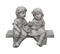 gartendekoparadies.de Magnifique Figure d’Enfant Massive sur Le Banc en Pierre reconstituée, résistant au Gel