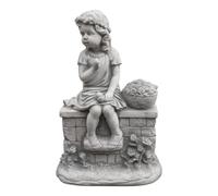 gartendekoparadies.de Magnifique Figure de Fille Massive sur Le Mur Figure d’Enfant en Pierre reconstituée, résistant au Gel