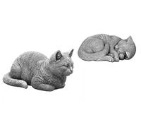 gartendekoparadies.de Offre spéciale Figures de Pierre Massive Chats Ensemble de décoration de pièce décoration de Jardin en Pierre reconstituée, résistant au Gel