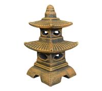 gartendekoparadies.de Pagode japonaise avec huit fenêtres exclusive lanterne en pierre H 40 cm 11 kg dorée résistante au gel en pierre pour l'extérieur