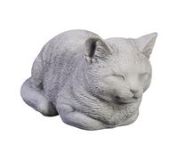 gartendekoparadies.de Petit chat couché en pierre - Hauteur : 11 cm - 2 kg - Résistant au gel - Pour l'extérieur - Gris, D1150