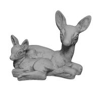 gartendekoparadies.de Statue de biche allongée avec Faon en Pierre reconstituée, résistant au Gel