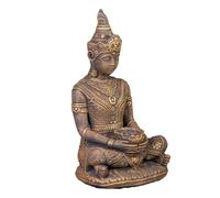 gartendekoparadies.de Statue de Bouddha thaïlandais, figurine en pierre, H 80 cm, 75 kg, or, résistante au gel en pierre moulée pour l'extérieur