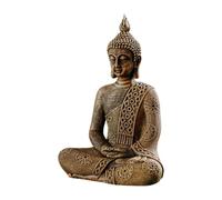 gartendekoparadies.de Statue de Bouddha thaïlandais pour jardin en pierre coulée de 49 cm de hauteur 16 kg résistante au gel (or/exclusive)