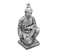 gartendekoparadies.de Statue de guerrier chinois en terre cuite - Figurine en pierre - Hauteur 78 cm - 60 kg - Gris - Résistant au gel - Pour l'extérieur