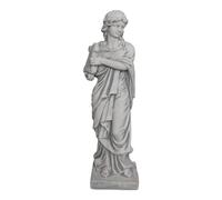 gartendekoparadies.de Statue des Metis avec harpe en pierre moulée, hauteur 117 cm, 100 kg, gris, résistante au gel, pour extérieur